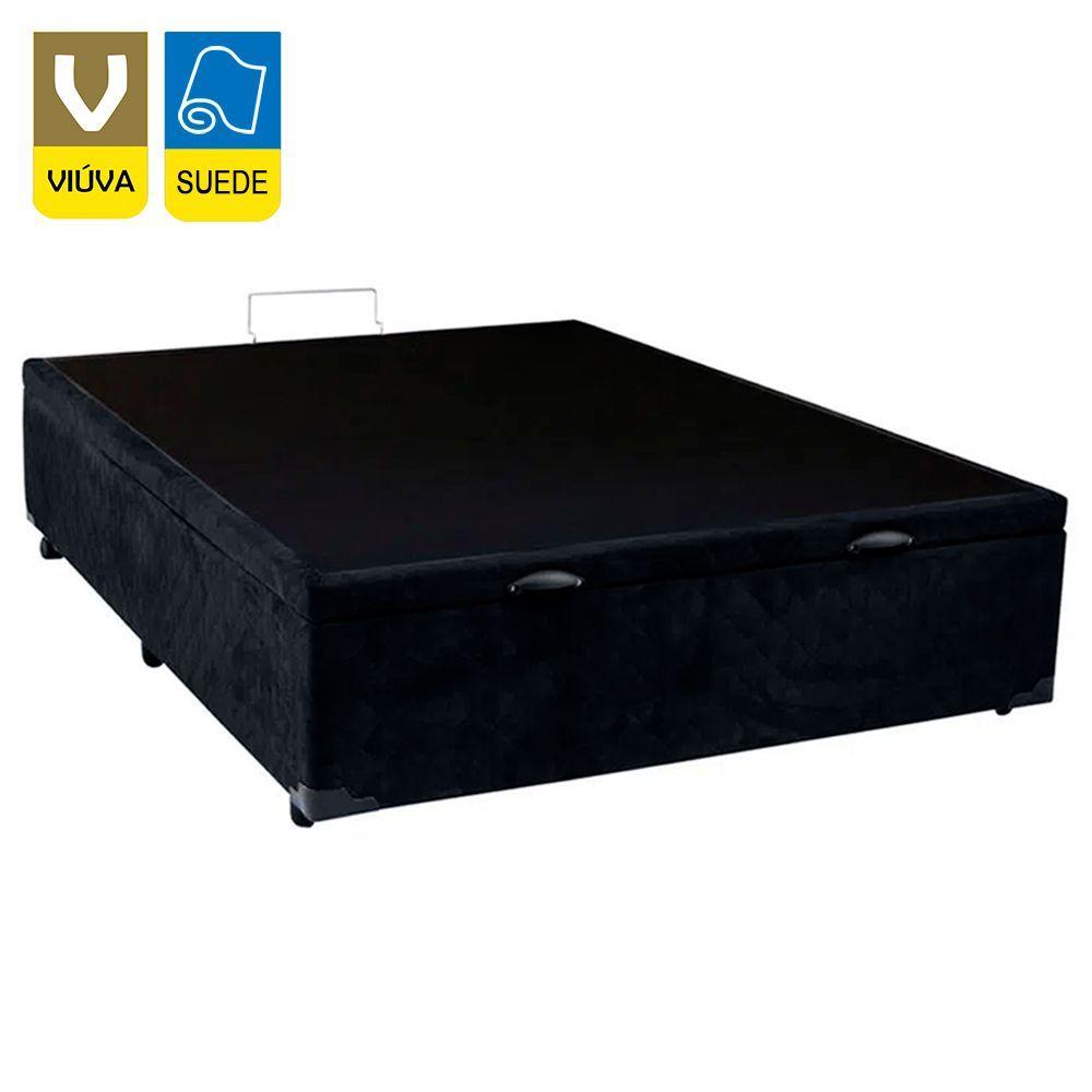 Miniatura Cama Box Baú Viúva Sereneprime Suede Preto 128x188x44