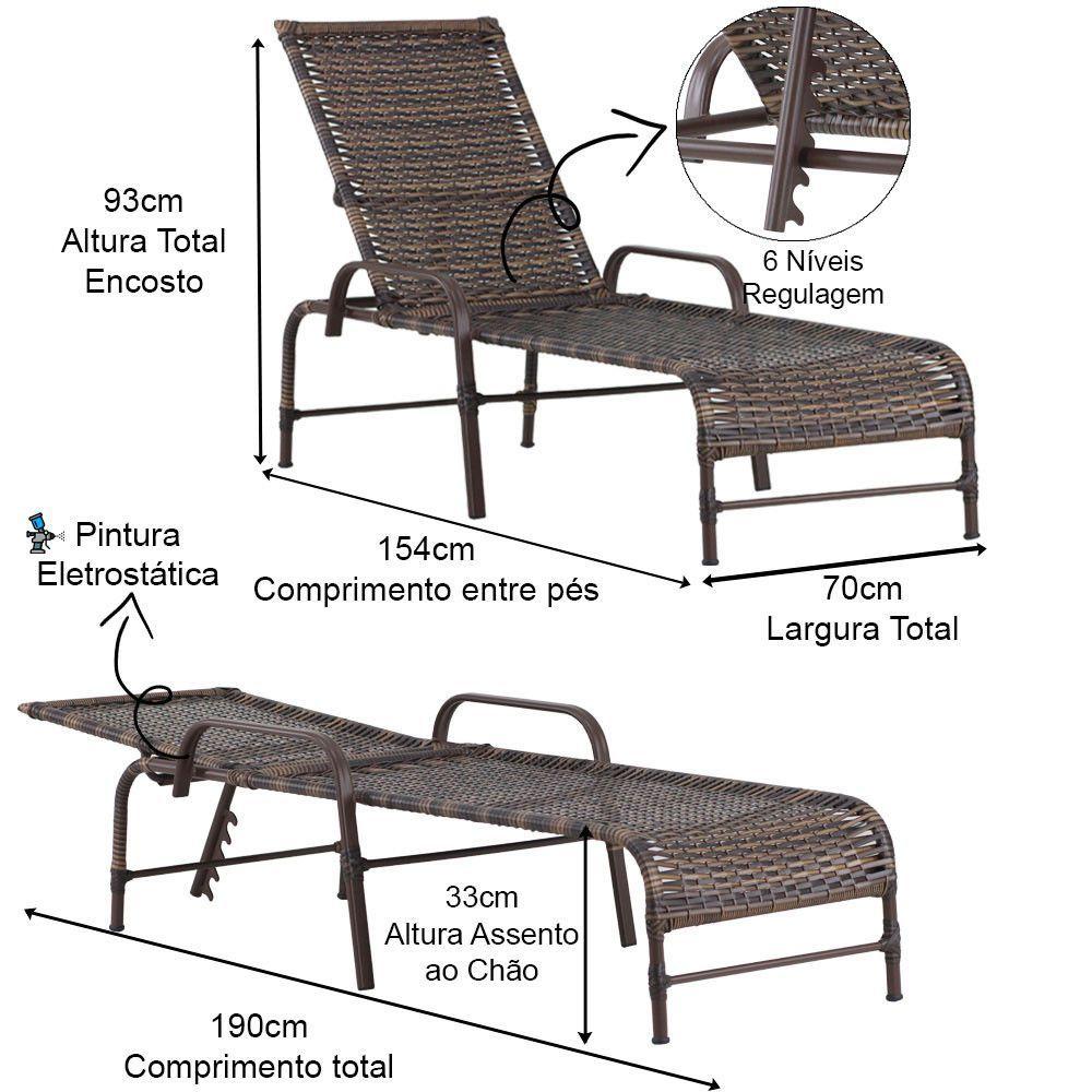 Miniatura Kit 2 Espreguiçadeiras Catar E Mesa Com Pintura Eletrostática Piscina Jardim Alumínio Pedra Ferro