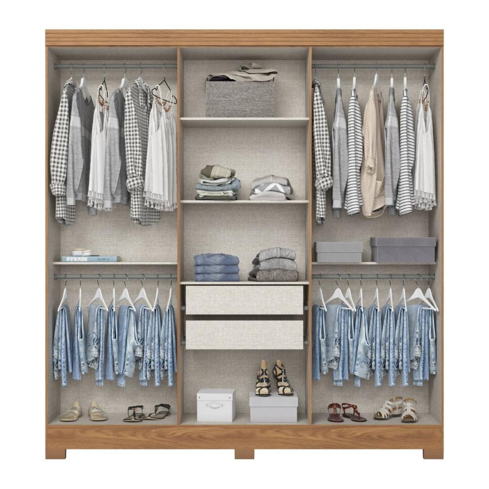 Miniatura Guarda-roupa 6 Portas 3 Gavetas com Espelho B367 Nature/Off White