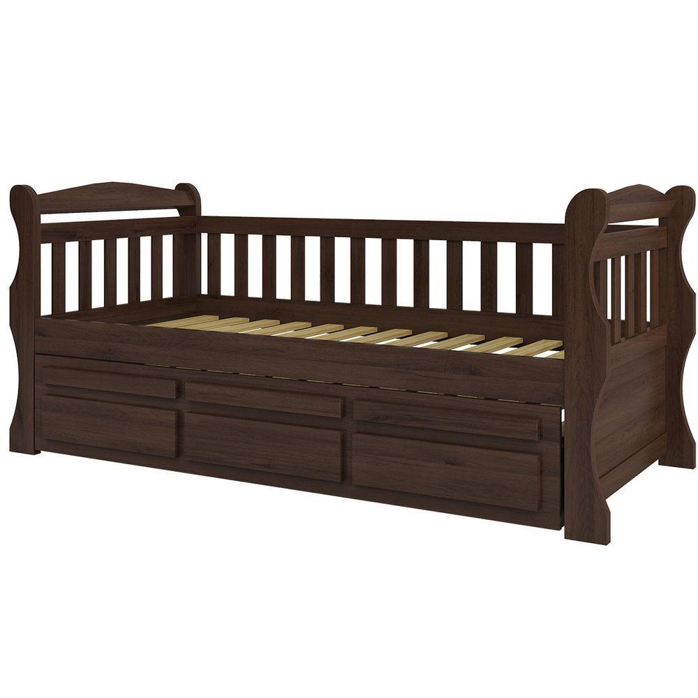 Miniatura Bicama Mk Solteiro Castanho Escuro 3 Gavetas Madeira Pinus - Saraiva