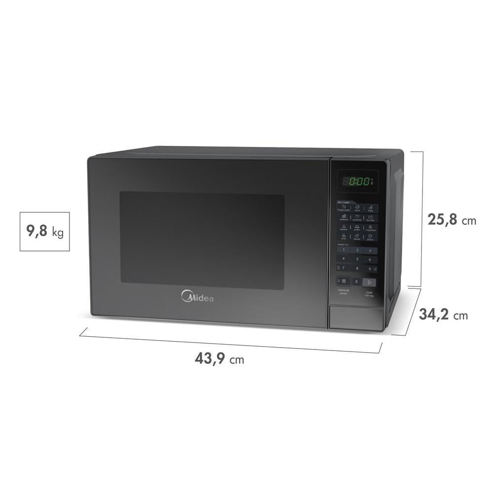 Miniatura Forno Micro-ondas Midea 20 Litros 700W Prata Com Porta Espelhada MRAE21 110V