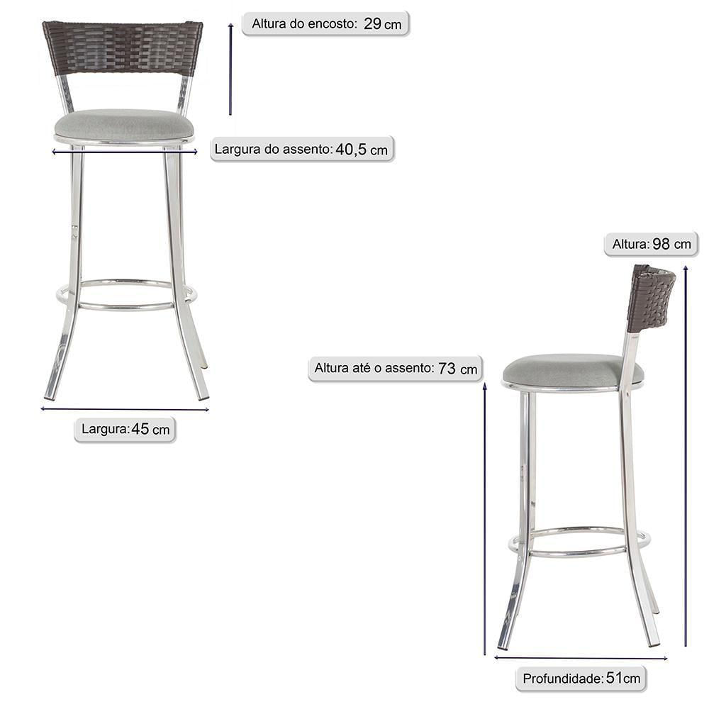 Miniatura Conjunto Com 2 Banquetas Em Alumínio, Fibra Sintética E Impermeável Tc Tabaco A03