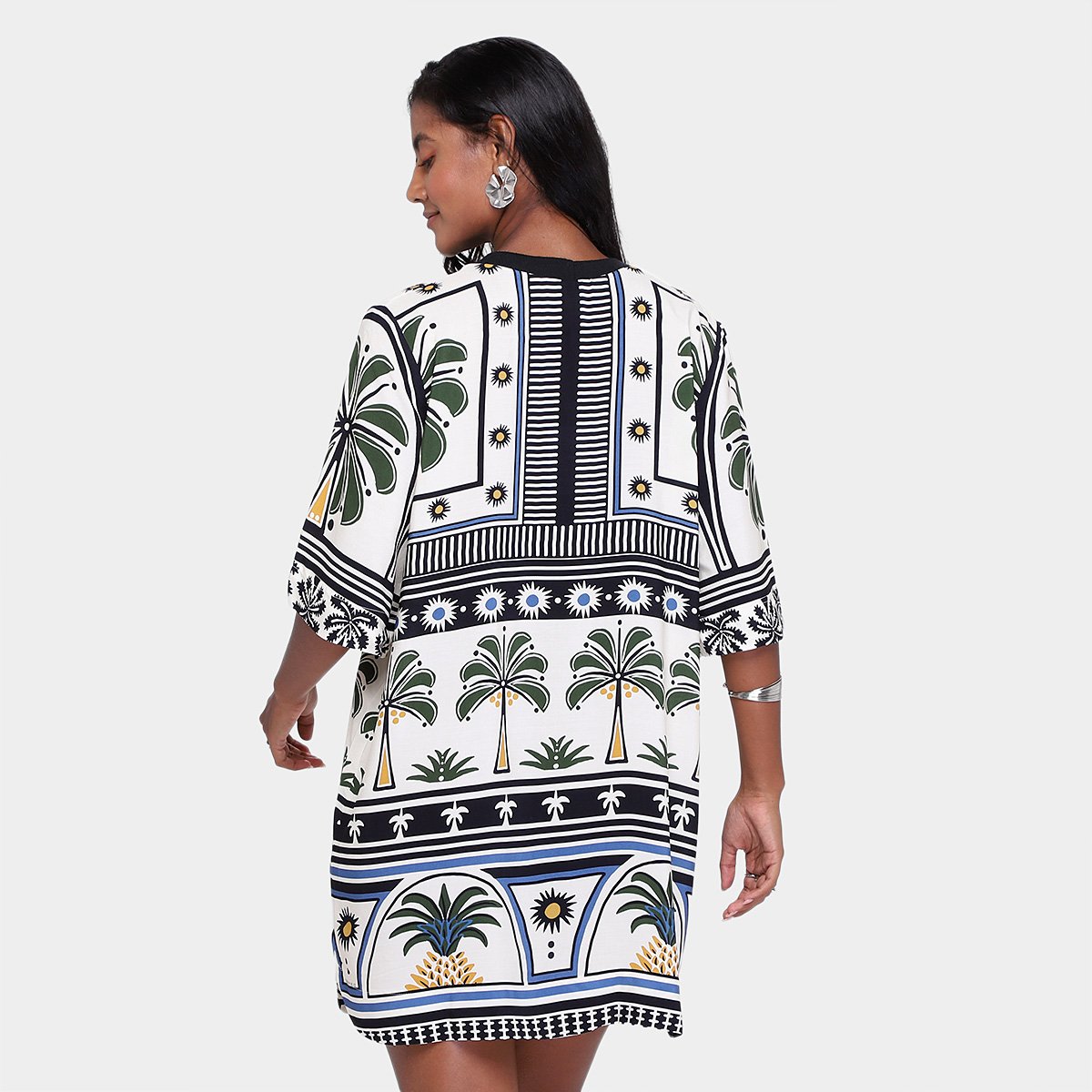 Miniatura Vestido Farm T-Shirt Jardim Tropical Feminino Bege - G