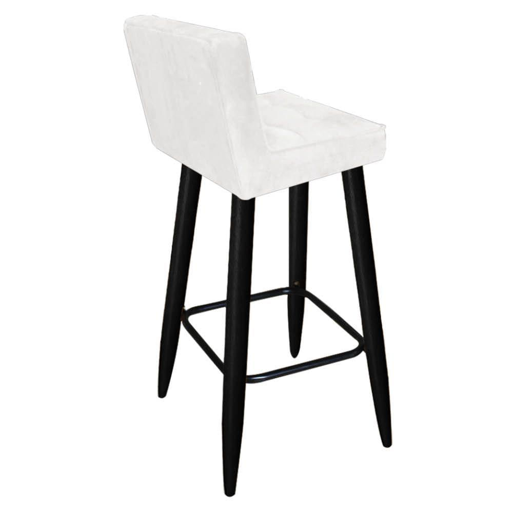 Miniatura Banqueta Alta Lucy Com Encosto Cozinha Bar Balcão Bistrô Pé Palito Preto Corino Branco