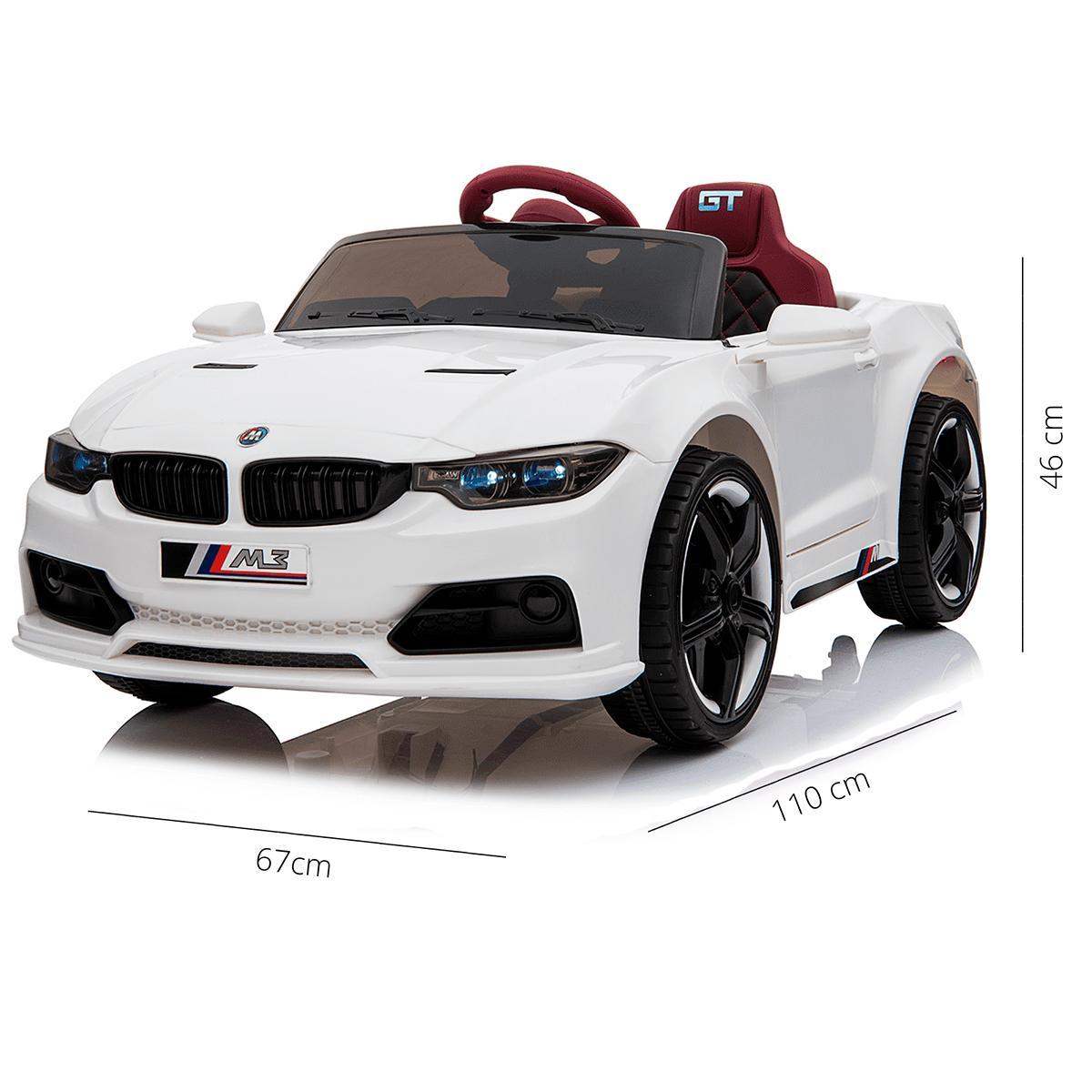Miniatura Carrinho Elétrico Infantil Mini Bmw M3 Luxo Branco 12V