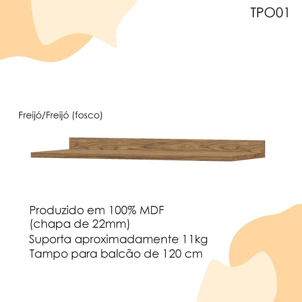 Miniatura Tampo Para Balcao Mdf 120 Cm Tosc Tpo01 Freijo Freijo Mxm Freijo Freijo