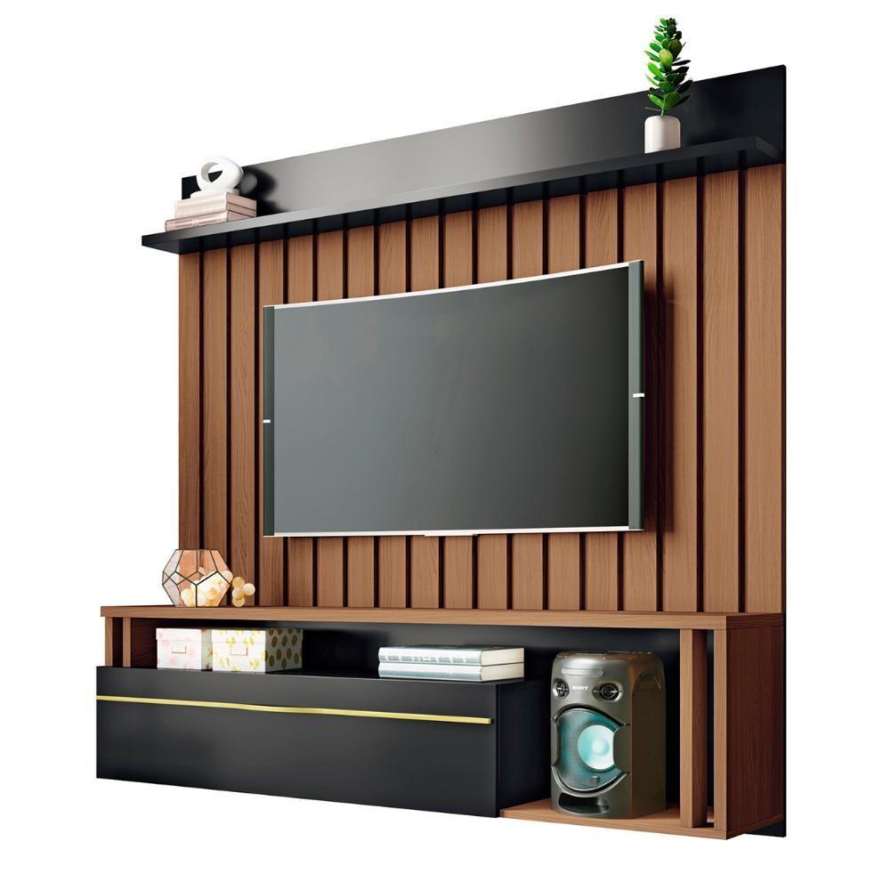 Miniatura Painel Tv 55 Pol 160cm Bancada Suspensa Elza H01 Off-castanho - Mpozenato