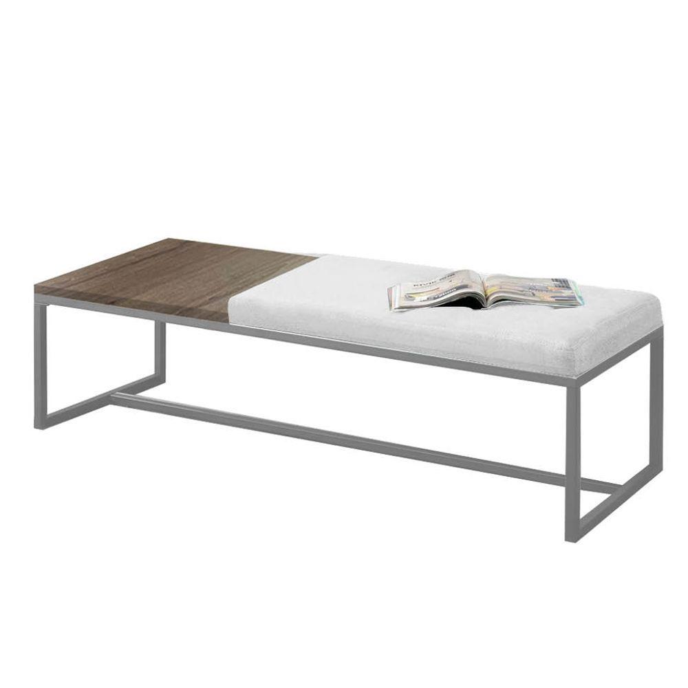 Miniatura Calçadeira Recamier Londres 195cm Cinza Sintético Branco Mdf Madeira - Ahazzo Móveis