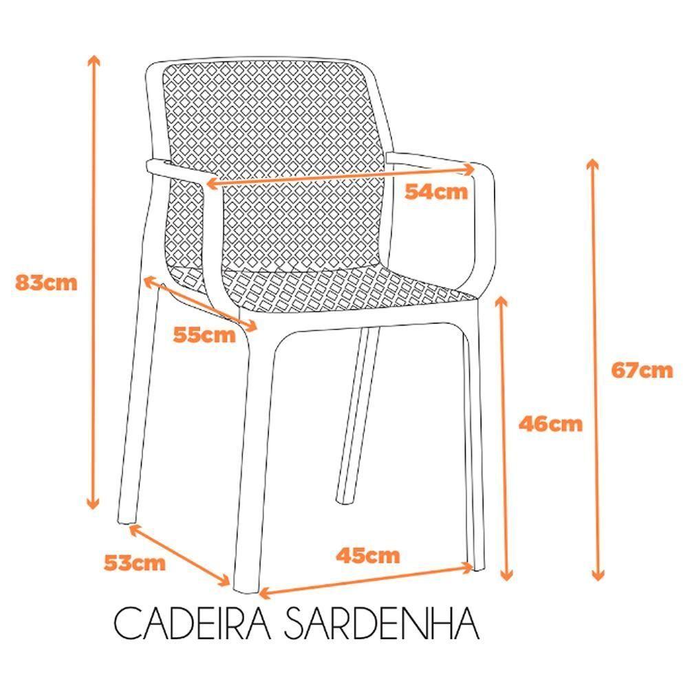 Miniatura Kit 4 Cadeiras Com Braços Empilhavel Inmetro Sardenha Vega Fratini Polipropileno Verde Aloe