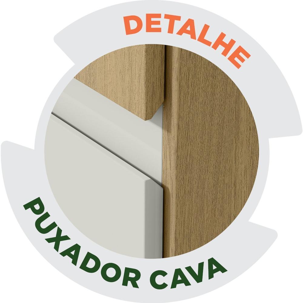 Guarda-roupa Casal Bagda 3 Portas 3 Gavetas com Espelho Castanho/Off White