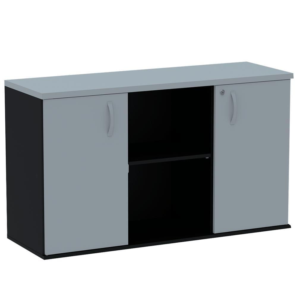 Miniatura Armário Baixo Credenza Pe25 Pandin 121,50 Cm (Largura) Em Mdp Cinza E Preto Com Duas Portas