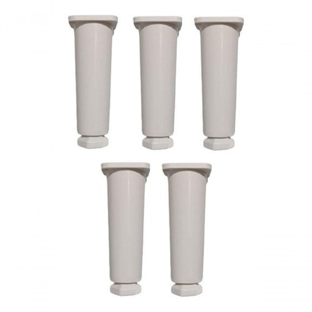 Miniatura Kit Com 5 Pés Para Gabinete De Pia Armário Balcão 14cm Regulável Geli Branco