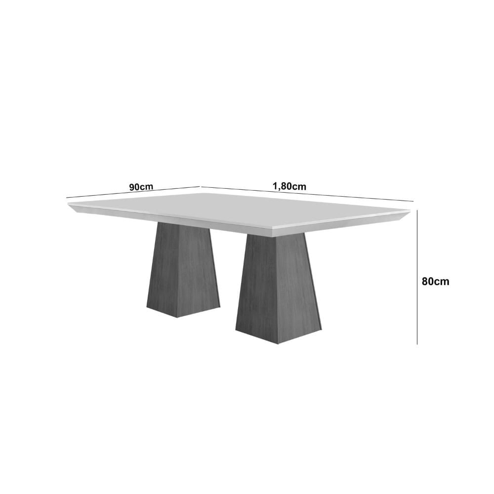 Miniatura Mesa Inovare 180 Tp Mdf Vidro/canto Reto com 6 Cadeiras Bugatti Marrom / Off White /Imbuia Ripado