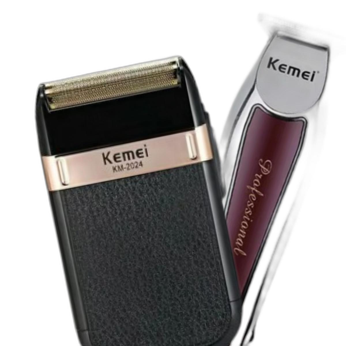 Miniatura Kit Total Masculino Kemei: Barbeador 2024 E Máquina Corte E