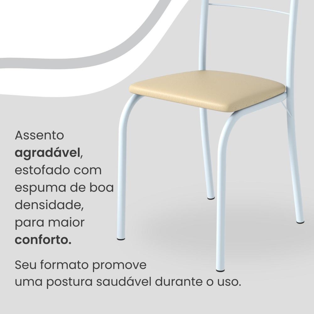 Miniatura Conjunto Sala de Jantar Mesa Retangular 100x60cm Tampo Granito Topázio 4 Cadeiras Rio Creme / Branco