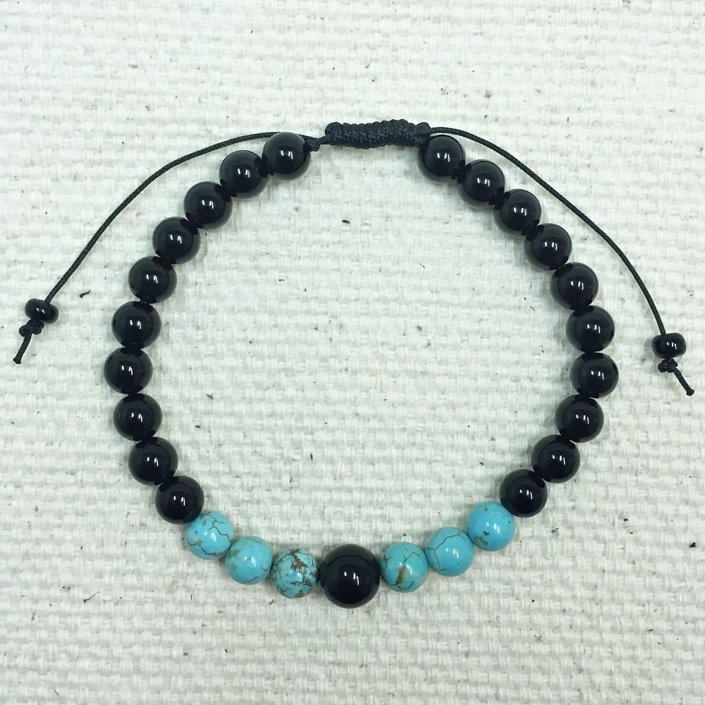 Miniatura Pulseira Masculina Pedras Naturais Onix