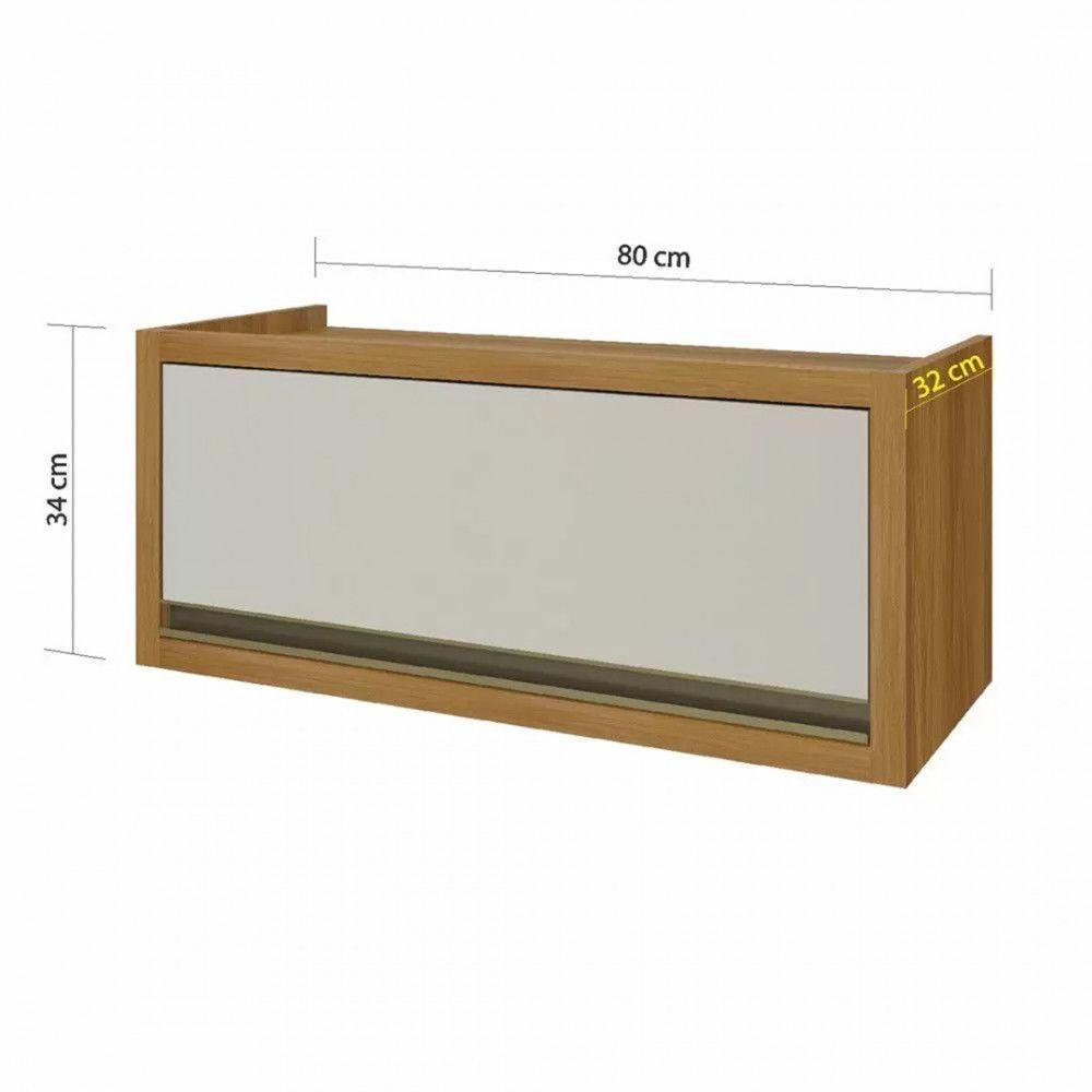 Miniatura Armário Nesher Aéreo 1 Porta 80Cm Freijo/Off White