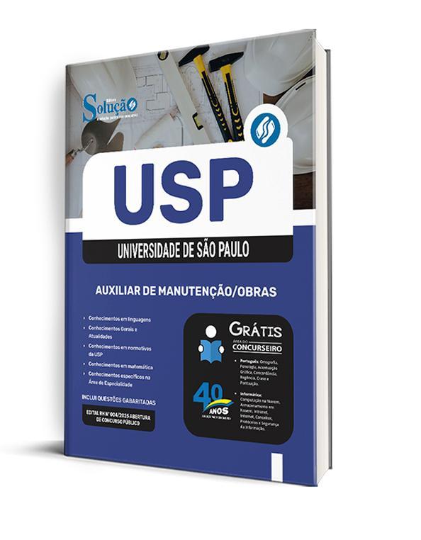 Miniatura Apostila Usp 2025 - Auxiliar De Manutenção/Obras