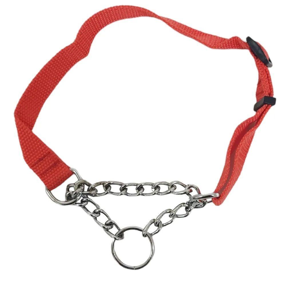 Coleira Guia Cachorros Caes Ajustavel Kit 3 Uni Corrente Elo Torcido Pet Adestramento Educaçao