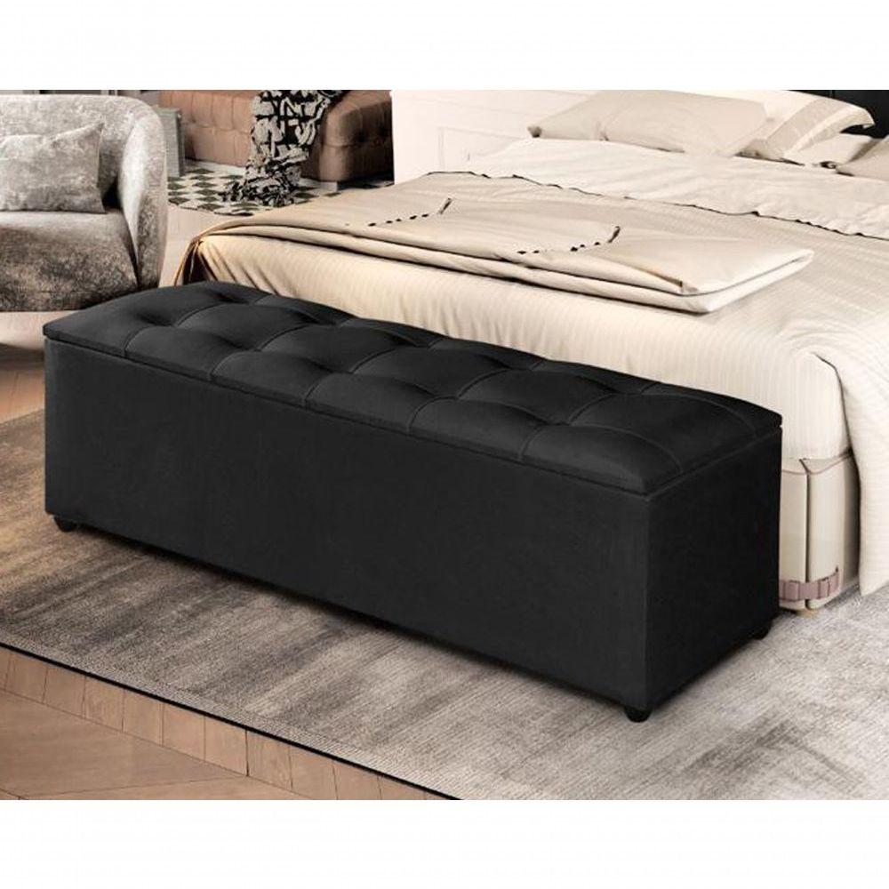 Miniatura Recamier Baú Milão 150 Cm Para Cama Casal Cor Preto