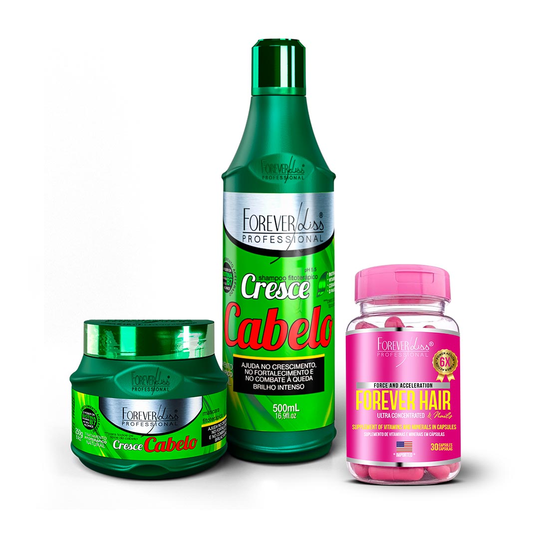 Miniatura Kit Cresce Cabelo com Máscara, Shampoo E Forever Hair UNISEX - 3 - 780ml