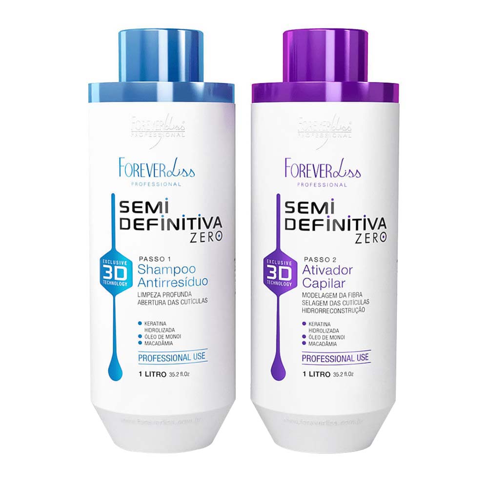 Miniatura Forever Liss Semi Definitiva Kit Shampoo Antirresíduo + Ativador Capilar Semi definitivo 1L