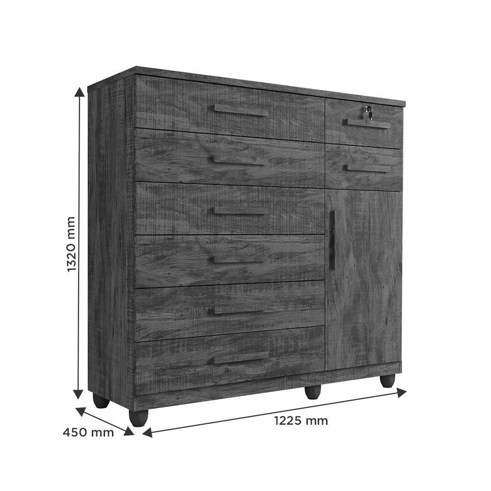 Miniatura Cômoda New Vitoria Com Porta E 8 Gavetas Benetil Imbuia