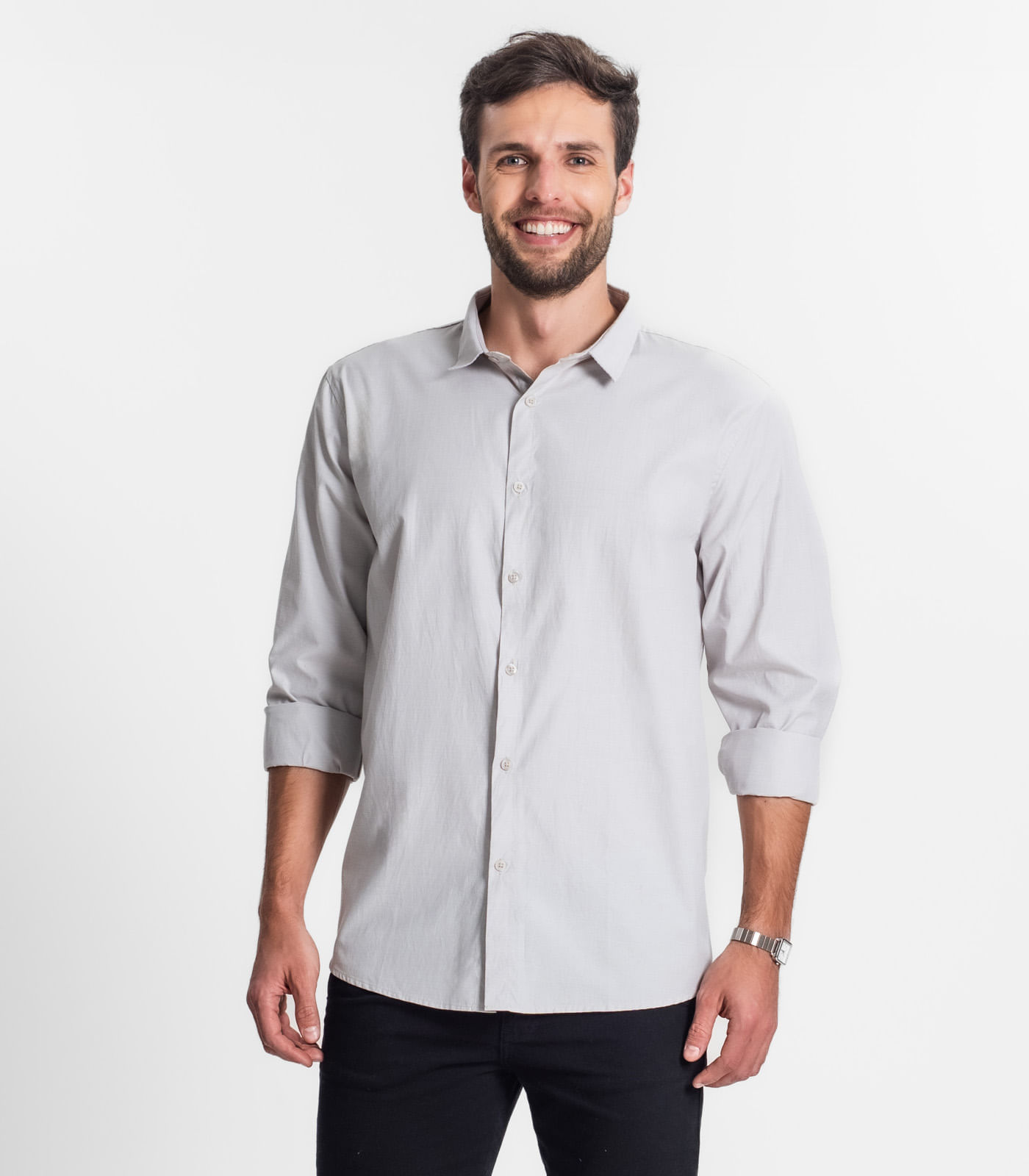 Miniatura Camisa Social Masculina Select Cinza G