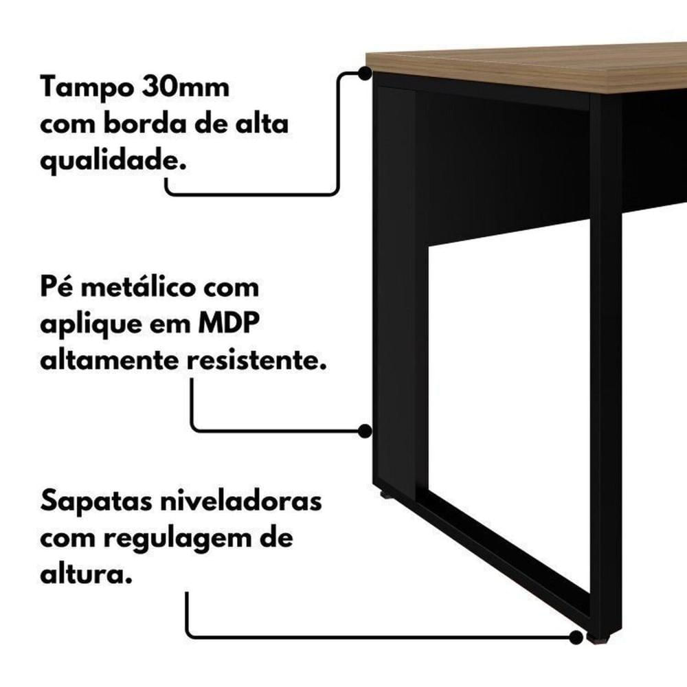Mesa para Escritório Diretor em L 120x150cm Marrom/Preto