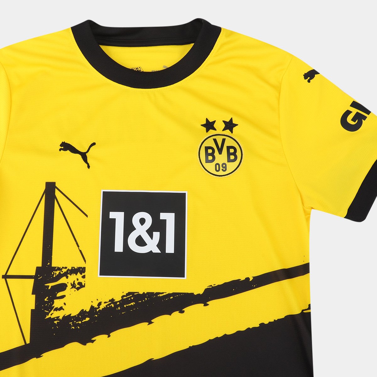 Miniatura Camisa Borussia Dortmund Home 23/24 s/nº Torcedor Puma Feminina Amarelo+Preto - GG