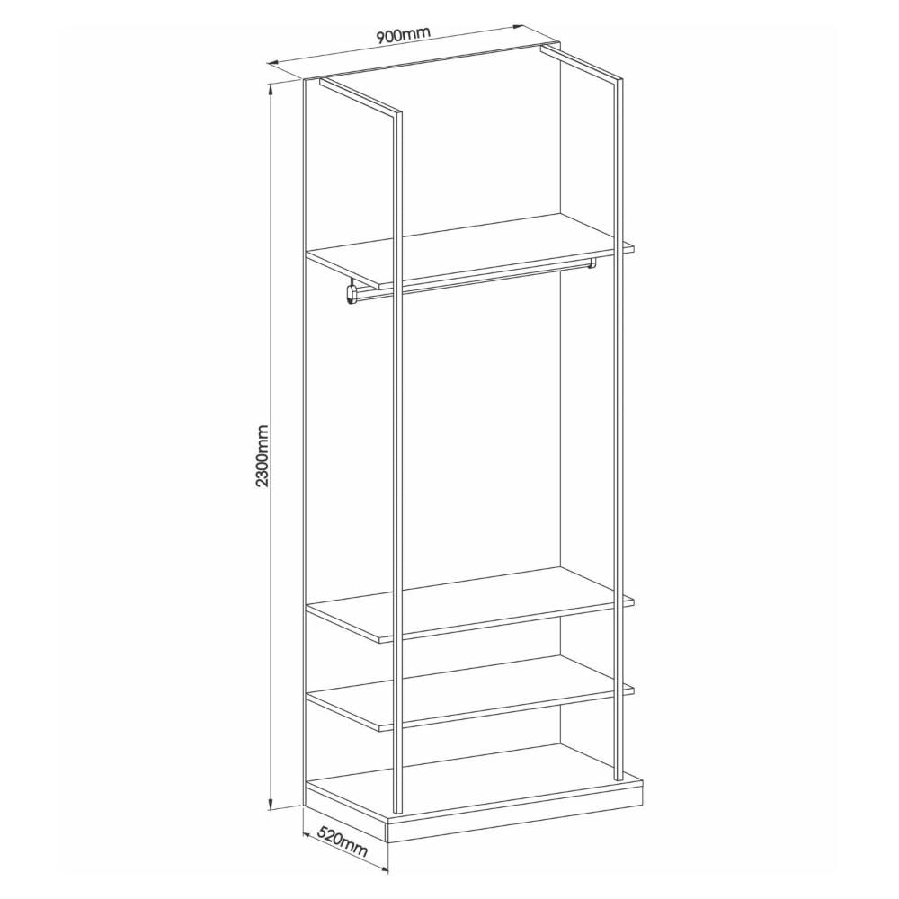 Miniatura Módulo Prateleiras e Cabideiro Guarda Roupa Closet Modulado Smart Tube Duna