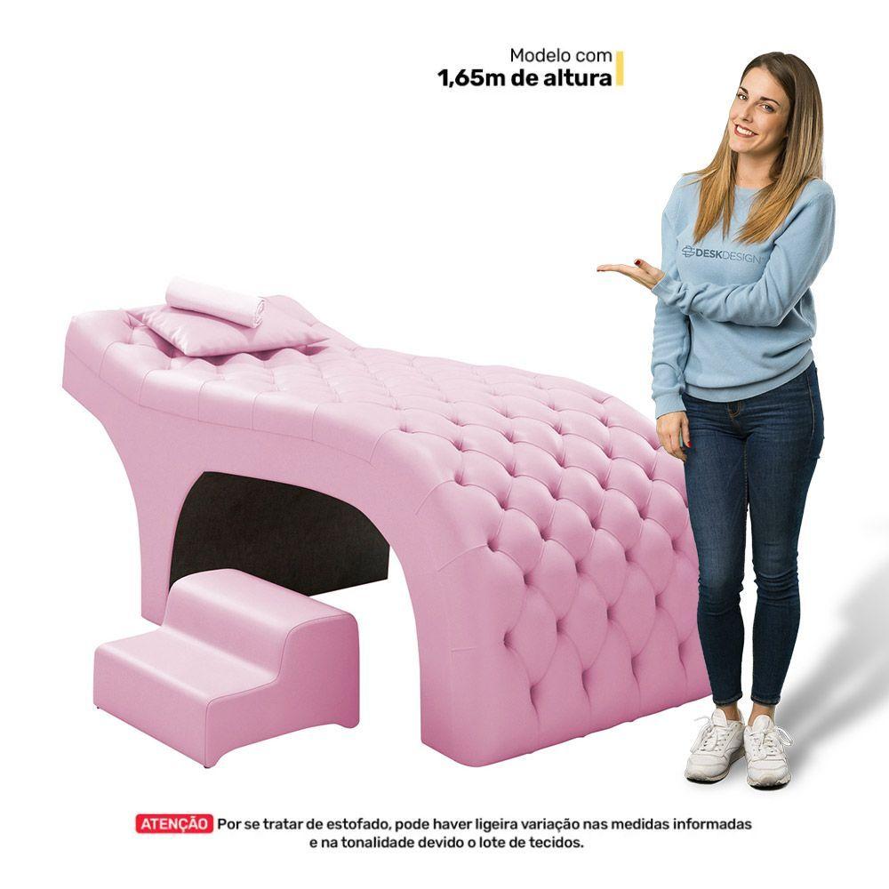 Miniatura Maca Salão De Beleza E Puff 190X70Cm Suede Rosa