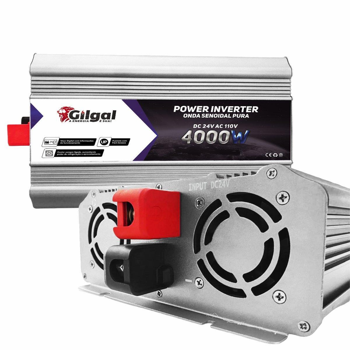Miniatura Inversor 4000W 24V 110V Onda Senoidal Off Grid, Caminhão,