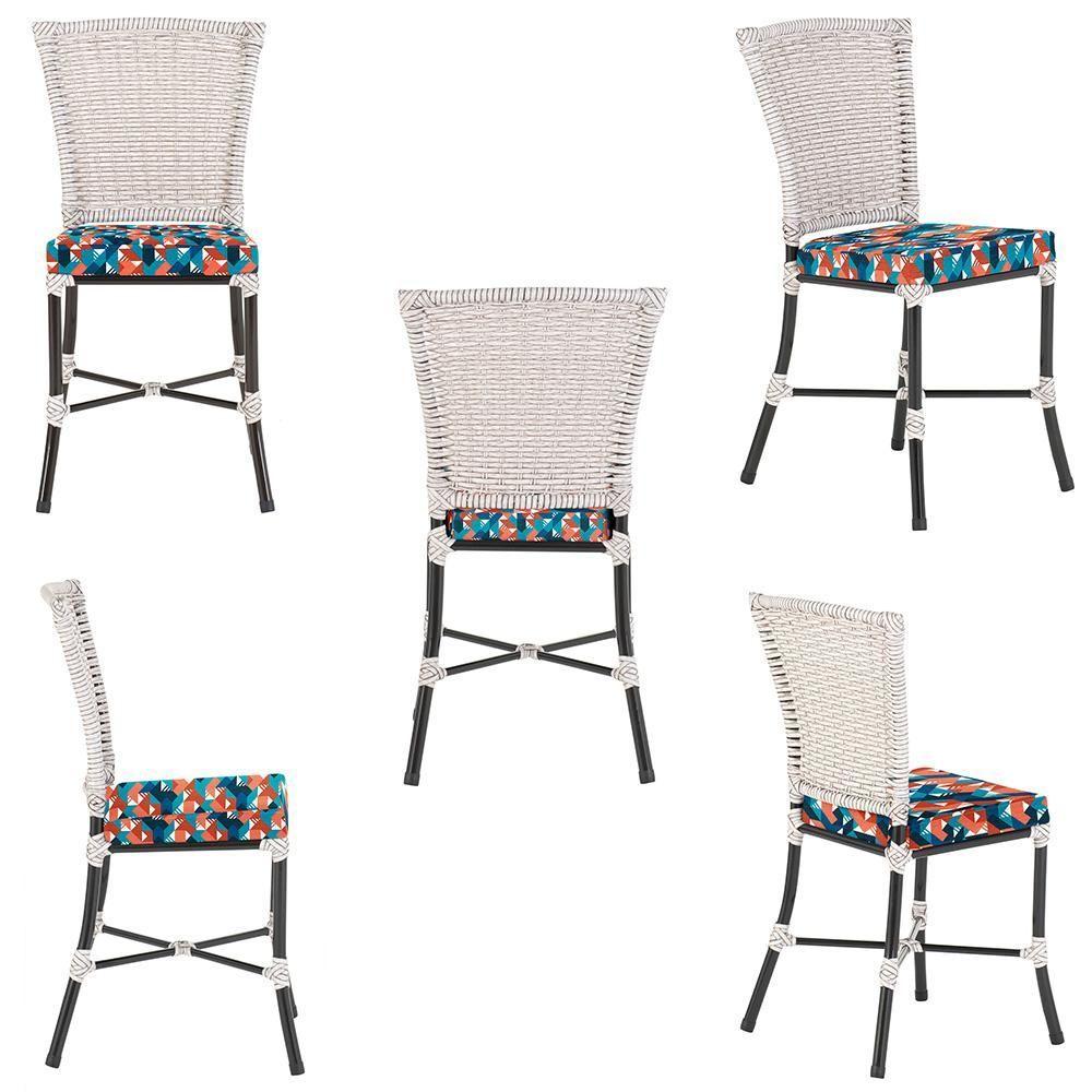 Miniatura Jogo De Cadeiras Para Cozinha - Kit Com 5 Cadeiras Em Aluminio E Fibra Sintetica Marmore Z22