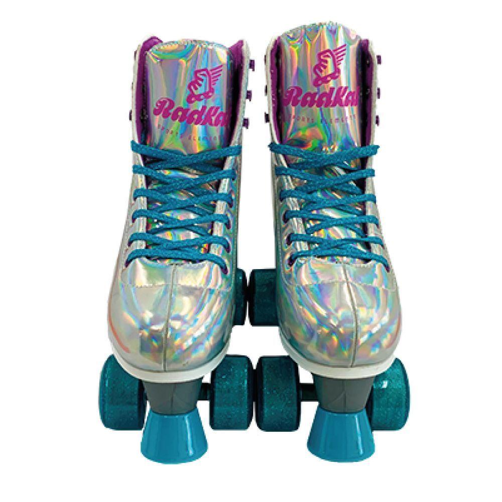 Miniatura Patins Shine Com 4 Rodas Lilás Platinado Brilhante Tamanho 31 Ao 34 Ajustável - Fenix