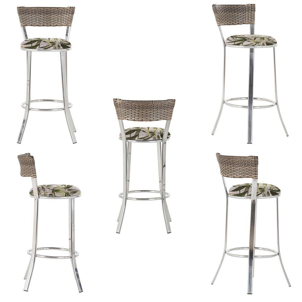 Miniatura Conjunto Com 2 Banquetas Em Alumínio, Fibra Sintética E Impermeável Tc Capuccino A12