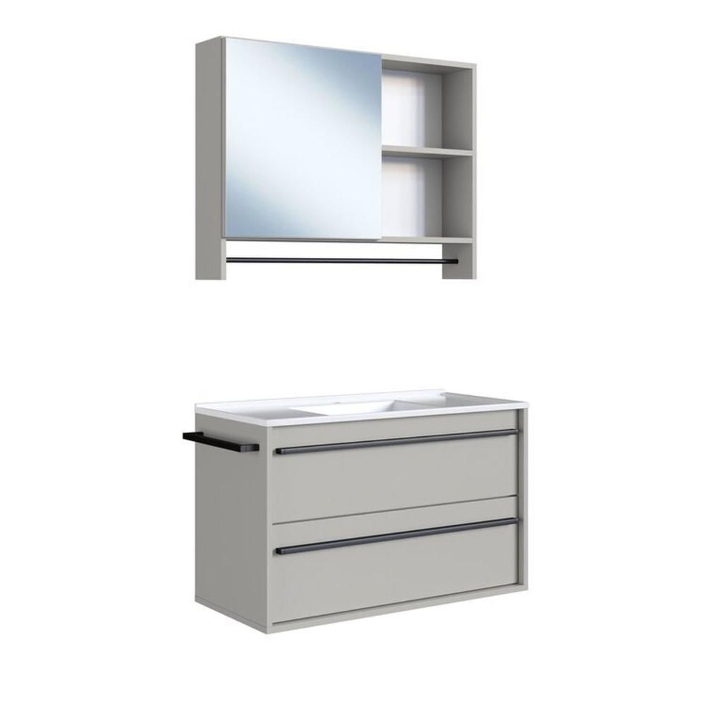 Miniatura Conjunto para Banheiro Gabinete Suspenso 80cm com Toalheiro Lavatorio e Espelheira Cj8030.20 Arenas