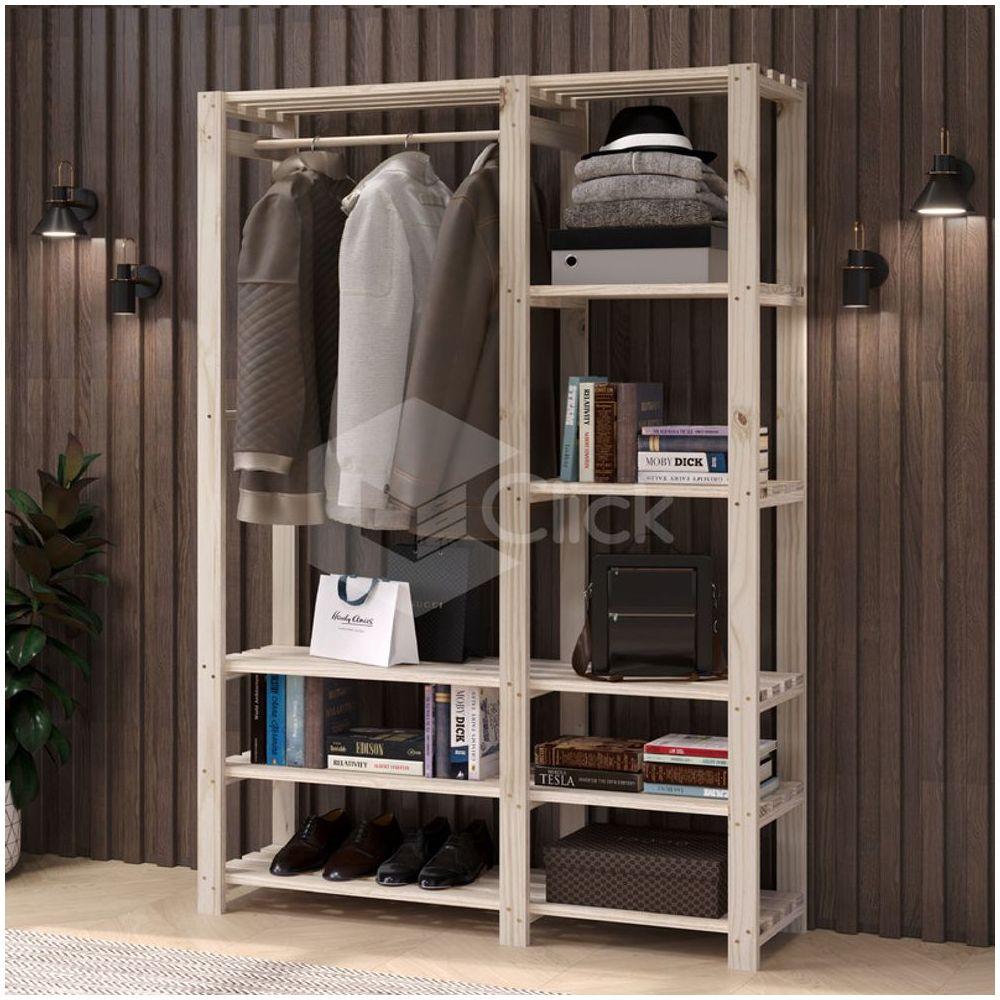 Arara Dupla Organizadora Decorativa Madeira Rustica Vintage