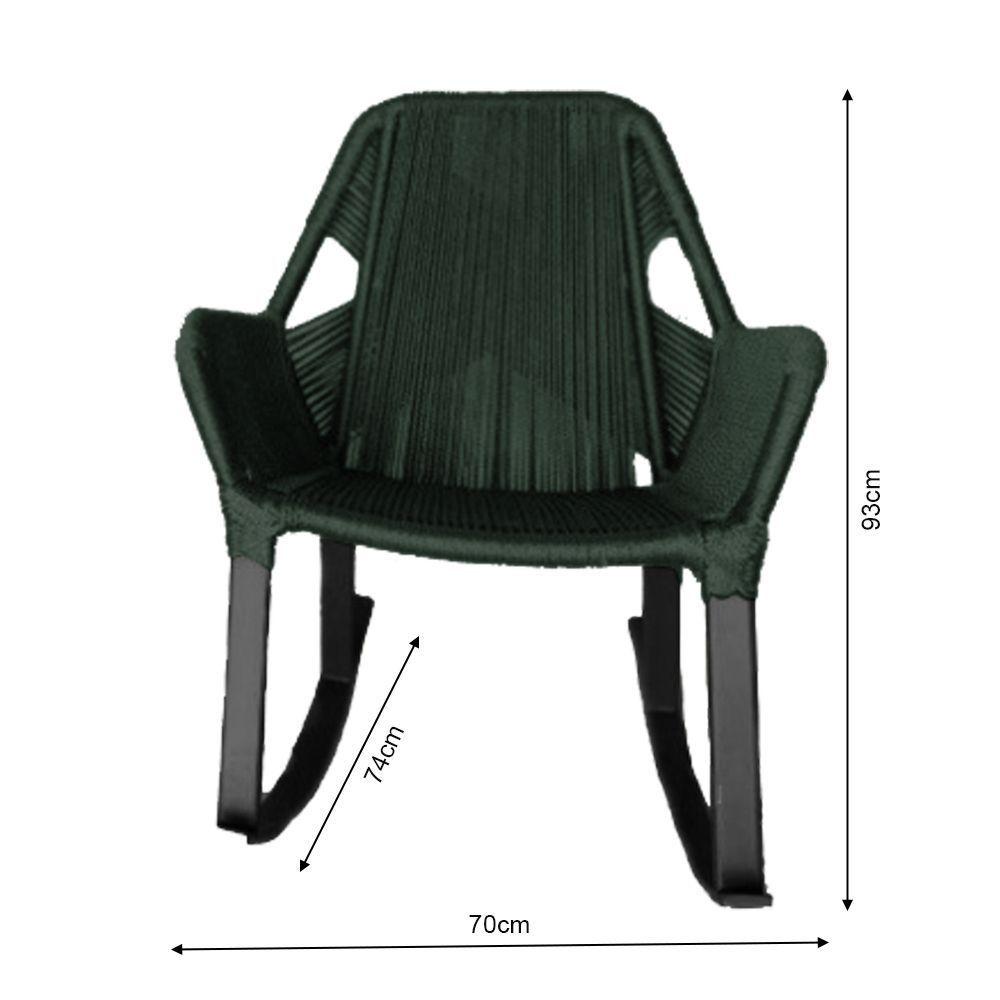 Miniatura Cadeira De Balanço Athenas Corda Náutica Base Em Alumínio Preto-verde Musgo - Cor: Verde