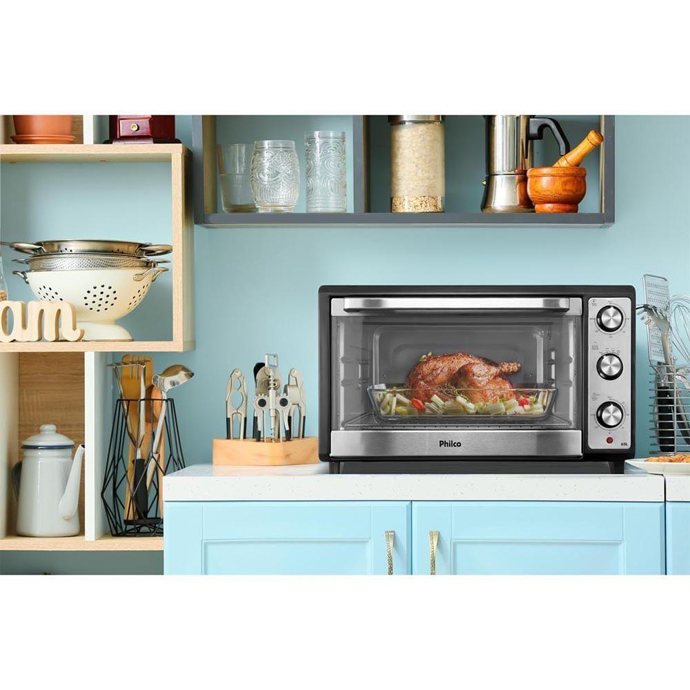 Forno Elétrico Philco 65L Dupla Resistência Bancada Preto PFE65 220V