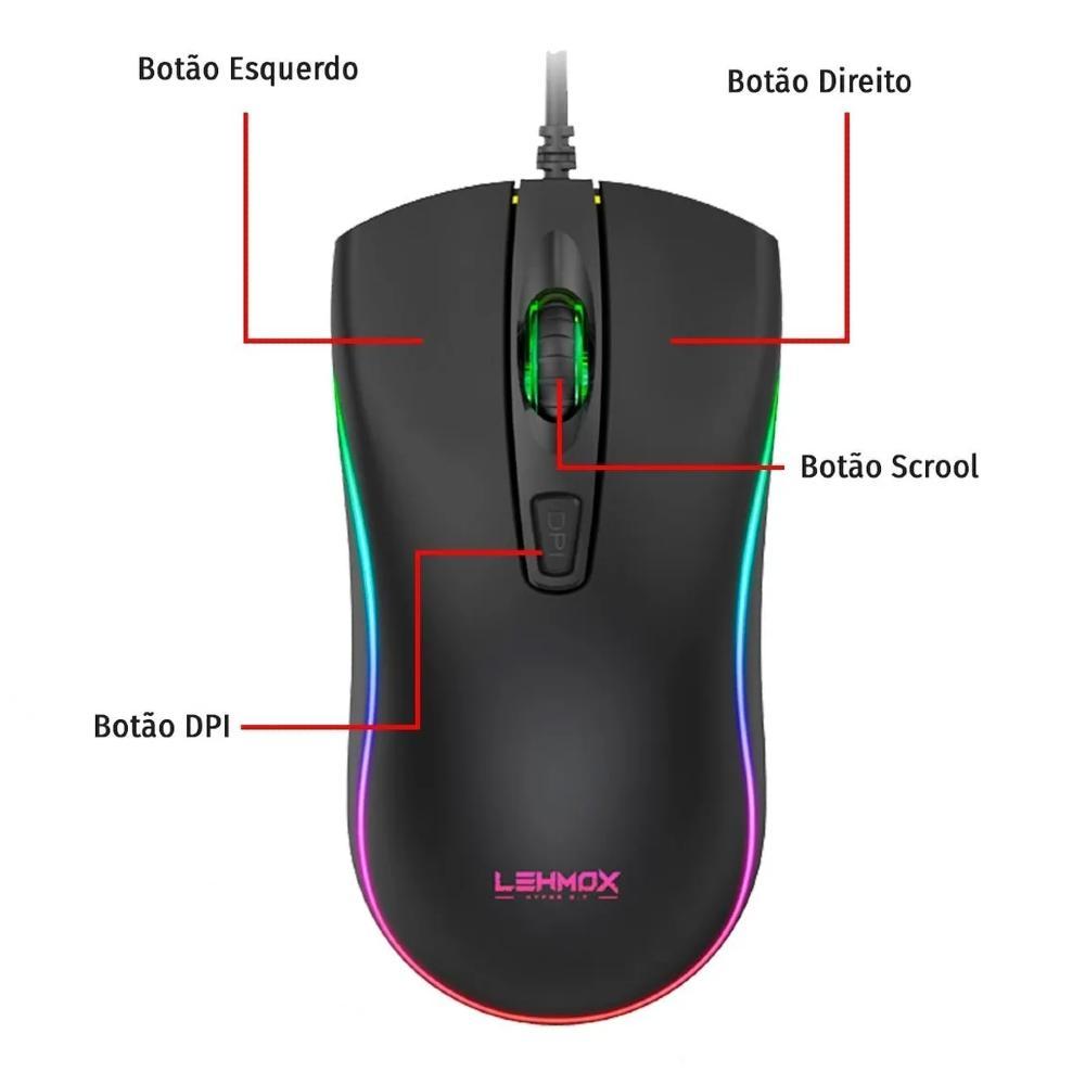Miniatura Mouse Gamer Lehmox Hyper Gt-M6 Led Rgb