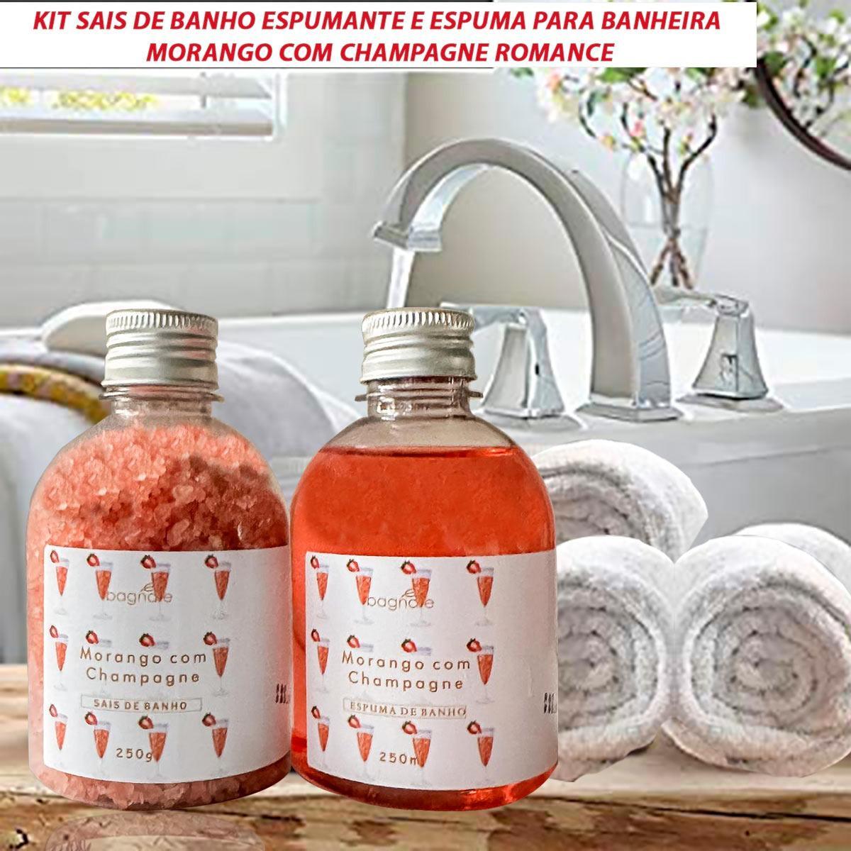 Miniatura Kit Sal De Banho E Espuma Banheira Morango Champagne Romance