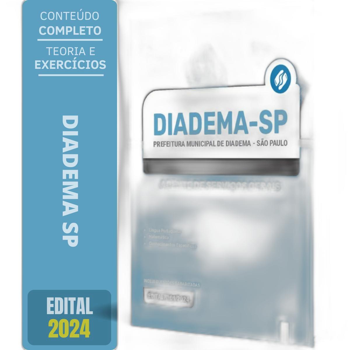 Miniatura Apostila Prefeitura Diadema Sp 2024 - Agente Serviços Gerais