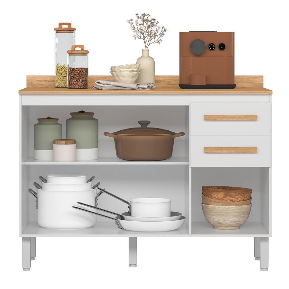 Miniatura Balcão De Cozinha Intenza 120cm Branco Com Tampo Mdp - Nicioli Branco