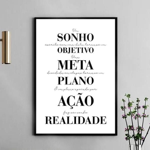 Miniatura Quadro Motivacional Plano Ação Realidade 33X24Cm