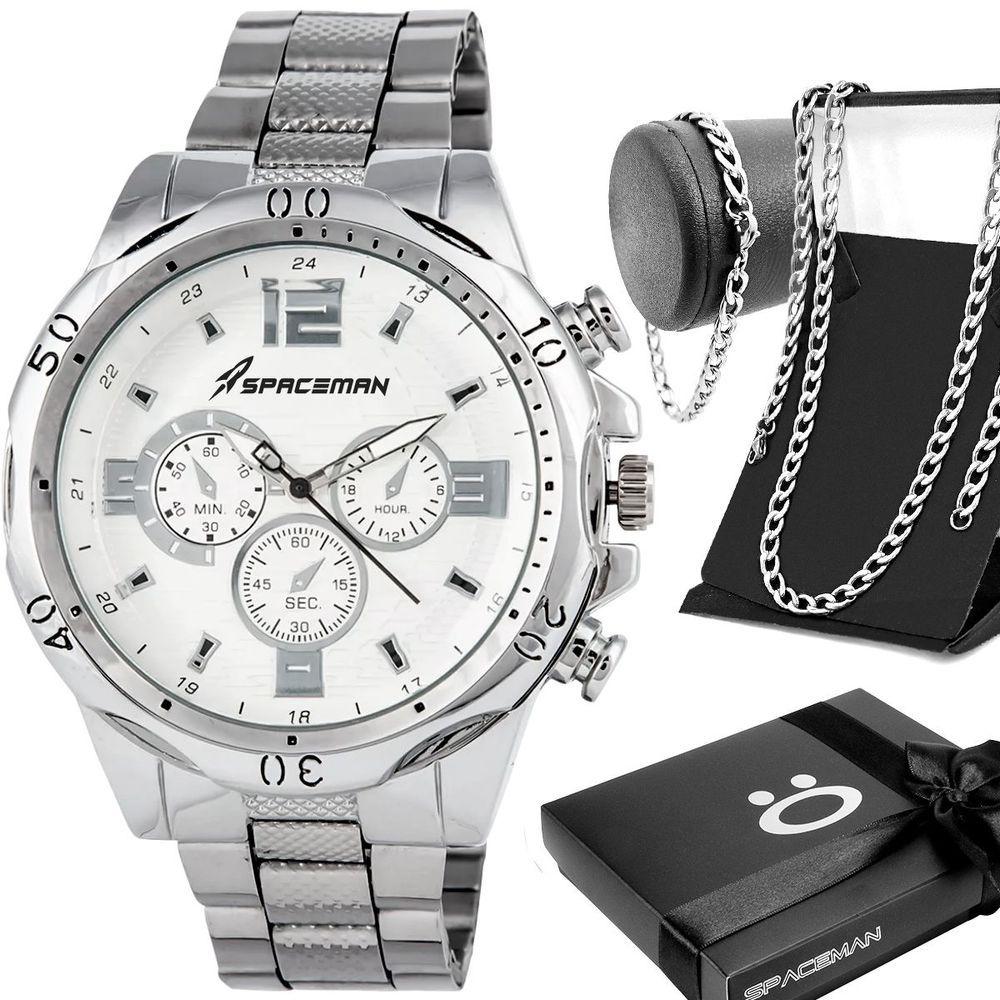Miniatura Relogio Masculino Prata Aço Inox + Pulseira + Caixa Ponteiro Presente Qualidade Premium Social
