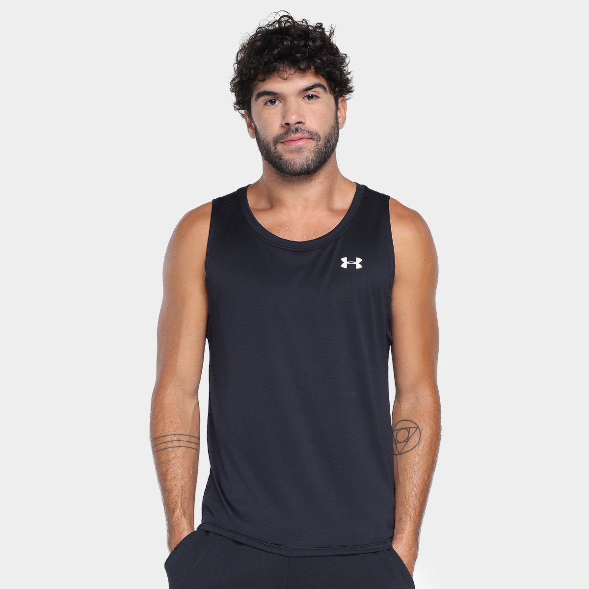 Miniatura Regata Under Armour Tech Masculina Preto+Branco - G