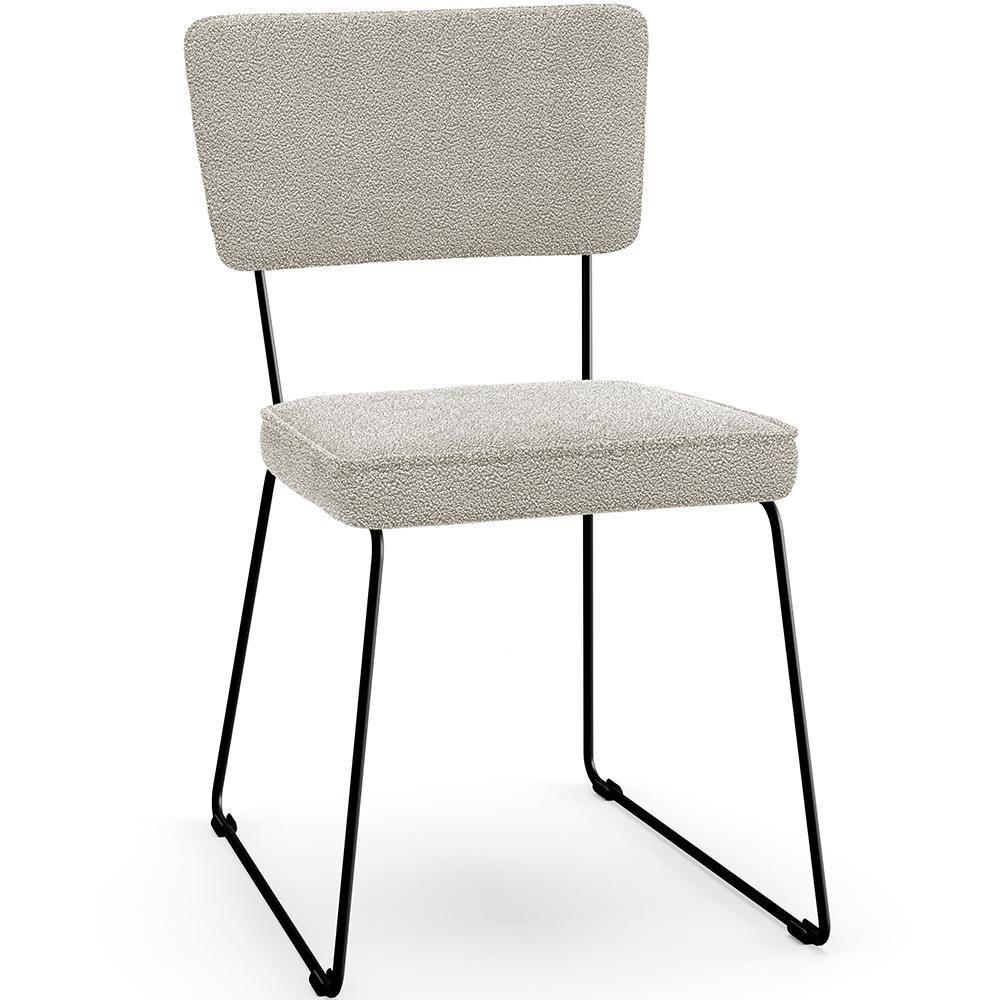 Kit 04 Cadeiras Base De Aço Allana L02 Bouclê Creme