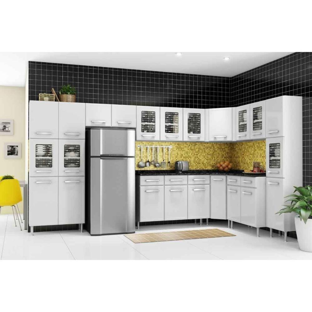 Miniatura Armário De Cozinha Modulado Gourmet 7006 2 Portas C-vidro Branco-preto - Bertolini