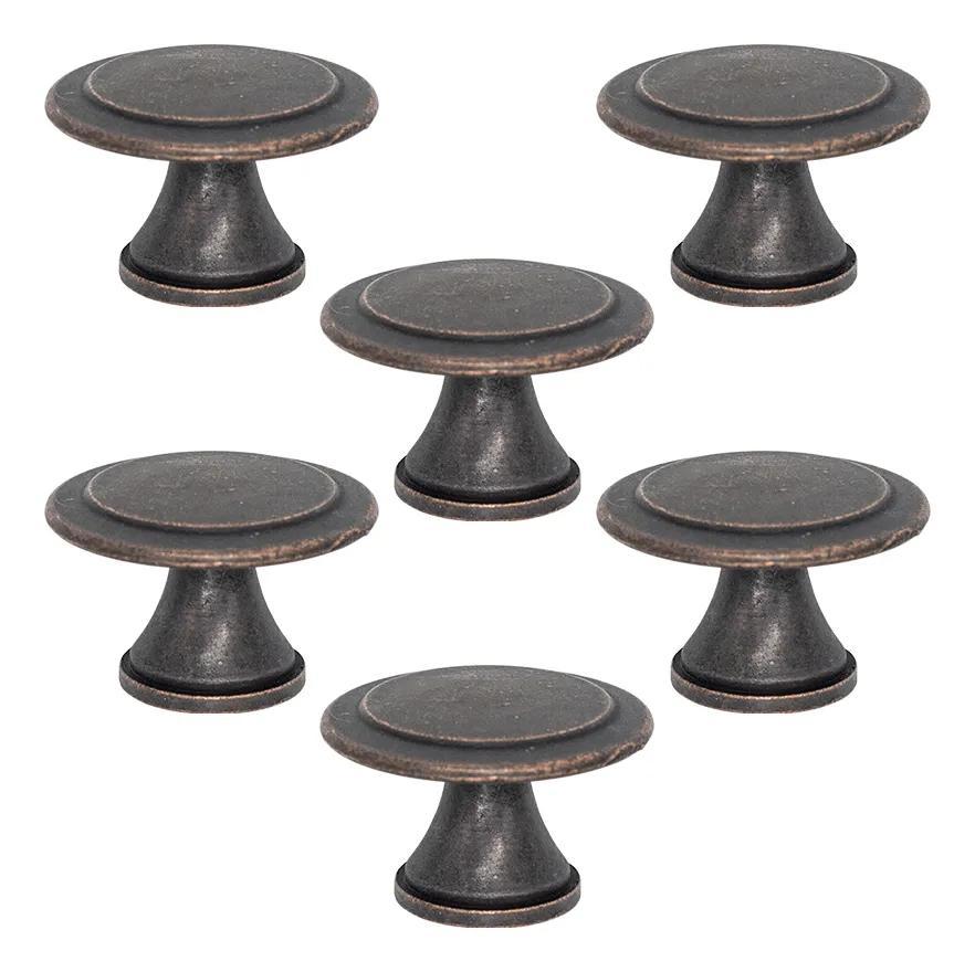 Miniatura Puxador Ponto Bolinha Colonial Zamac 6Un - Bronze Envelheci